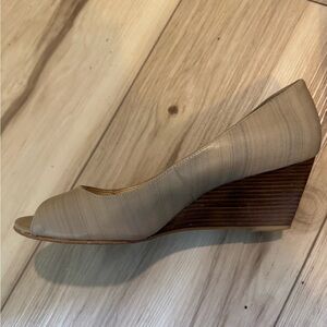 Calvin Klein Beige Wedge Peep-Toe Heels